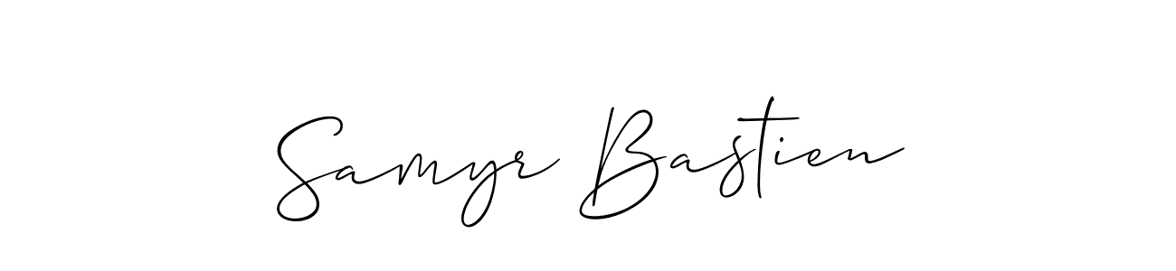 How to make Samyr Bastien name signature. Use Allison_Script style for creating short signs online. This is the latest handwritten sign. Samyr Bastien signature style 2 images and pictures png