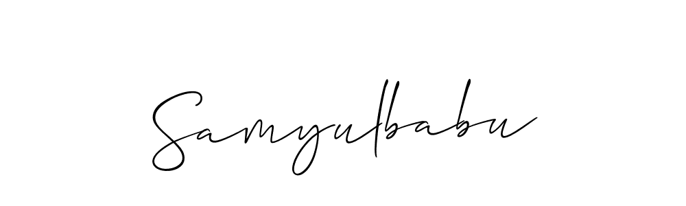 The best way (Allison_Script) to make a short signature is to pick only two or three words in your name. The name Samyulbabu include a total of six letters. For converting this name. Samyulbabu signature style 2 images and pictures png