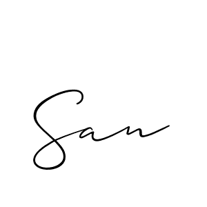 How to Draw San signature style? Allison_Script is a latest design signature styles for name San. San signature style 2 images and pictures png