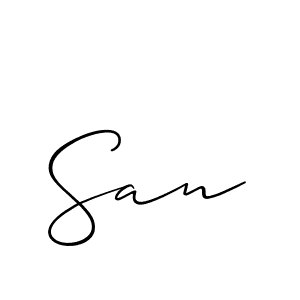 Create a beautiful signature design for name San. With this signature (Allison_Script) fonts, you can make a handwritten signature for free. San signature style 2 images and pictures png