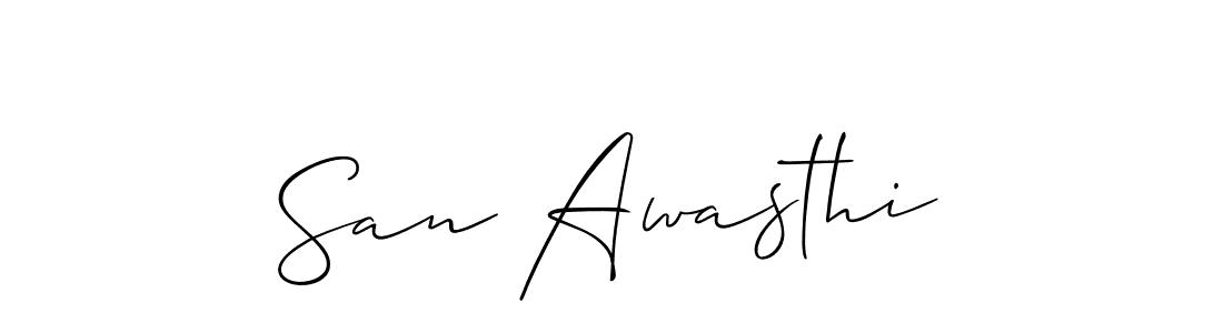 Make a beautiful signature design for name San Awasthi. With this signature (Allison_Script) style, you can create a handwritten signature for free. San Awasthi signature style 2 images and pictures png