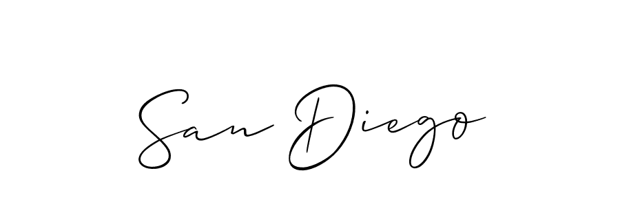 You should practise on your own different ways (Allison_Script) to write your name (San Diego) in signature. don't let someone else do it for you. San Diego signature style 2 images and pictures png
