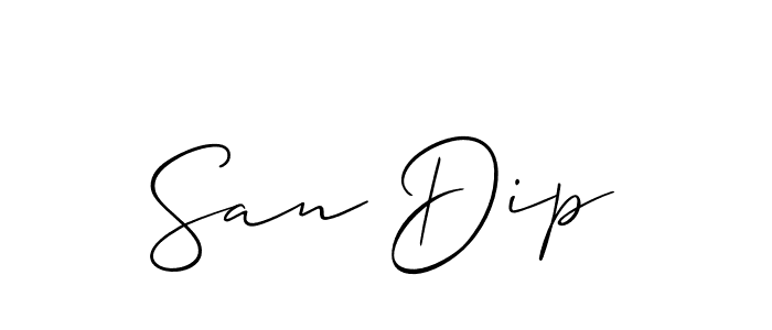 Also we have San Dip name is the best signature style. Create professional handwritten signature collection using Allison_Script autograph style. San Dip signature style 2 images and pictures png