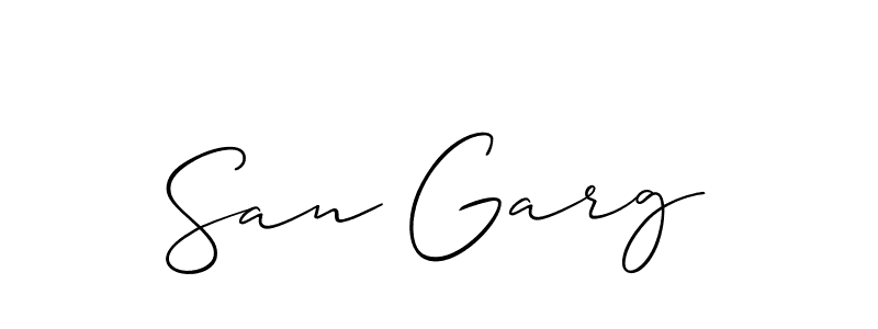 Allison_Script is a professional signature style that is perfect for those who want to add a touch of class to their signature. It is also a great choice for those who want to make their signature more unique. Get San Garg name to fancy signature for free. San Garg signature style 2 images and pictures png