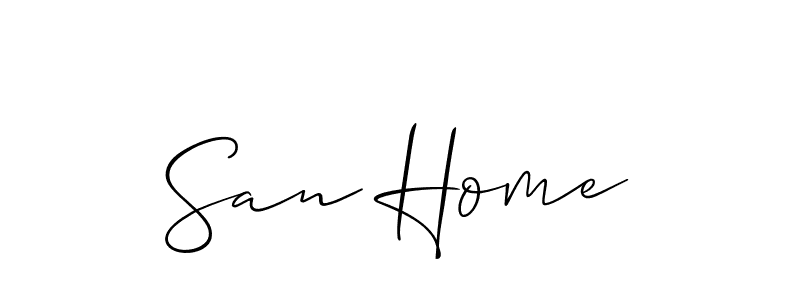 Make a short San Home signature style. Manage your documents anywhere anytime using Allison_Script. Create and add eSignatures, submit forms, share and send files easily. San Home signature style 2 images and pictures png