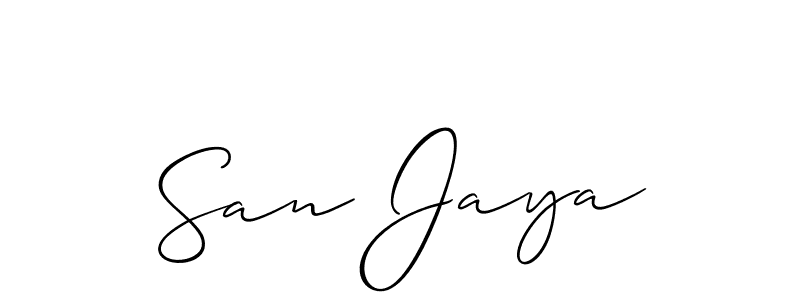 How to Draw San Jaya signature style? Allison_Script is a latest design signature styles for name San Jaya. San Jaya signature style 2 images and pictures png