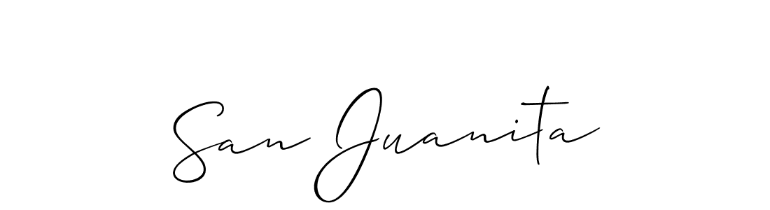 Use a signature maker to create a handwritten signature online. With this signature software, you can design (Allison_Script) your own signature for name San Juanita. San Juanita signature style 2 images and pictures png