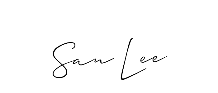 Use a signature maker to create a handwritten signature online. With this signature software, you can design (Allison_Script) your own signature for name San Lee. San Lee signature style 2 images and pictures png