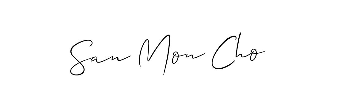 Design your own signature with our free online signature maker. With this signature software, you can create a handwritten (Allison_Script) signature for name San Mon Cho. San Mon Cho signature style 2 images and pictures png