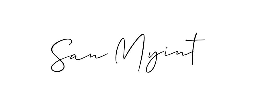 The best way (Allison_Script) to make a short signature is to pick only two or three words in your name. The name San Myint include a total of six letters. For converting this name. San Myint signature style 2 images and pictures png