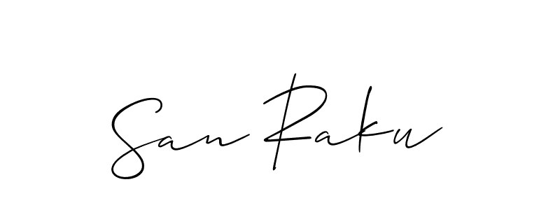 Also You can easily find your signature by using the search form. We will create San Raku name handwritten signature images for you free of cost using Allison_Script sign style. San Raku signature style 2 images and pictures png
