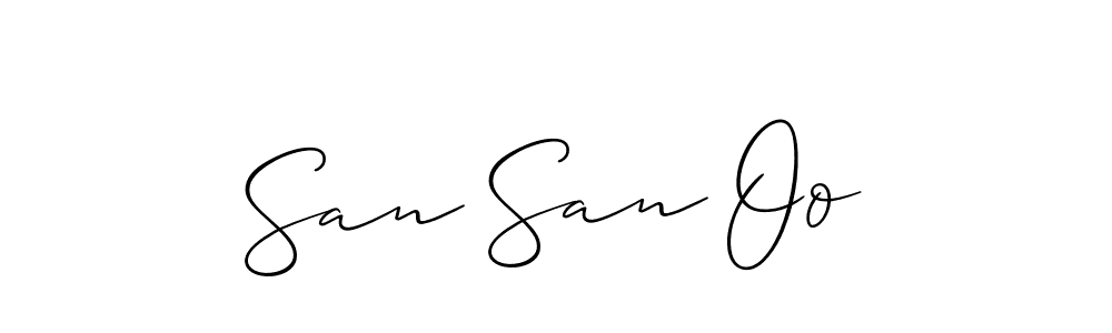Similarly Allison_Script is the best handwritten signature design. Signature creator online .You can use it as an online autograph creator for name San San Oo. San San Oo signature style 2 images and pictures png