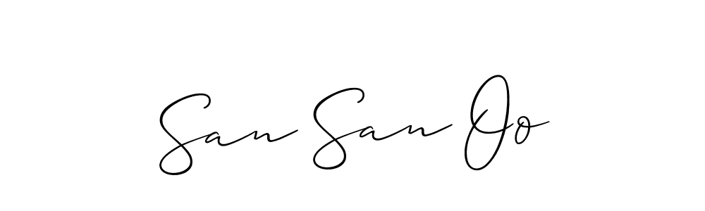 Also You can easily find your signature by using the search form. We will create San San Oo name handwritten signature images for you free of cost using Allison_Script sign style. San San Oo signature style 2 images and pictures png
