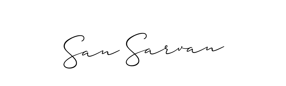 Make a short San Sarvan signature style. Manage your documents anywhere anytime using Allison_Script. Create and add eSignatures, submit forms, share and send files easily. San Sarvan signature style 2 images and pictures png