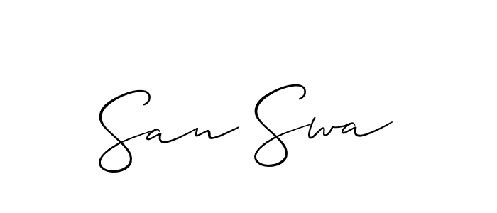 Create a beautiful signature design for name San Swa. With this signature (Allison_Script) fonts, you can make a handwritten signature for free. San Swa signature style 2 images and pictures png