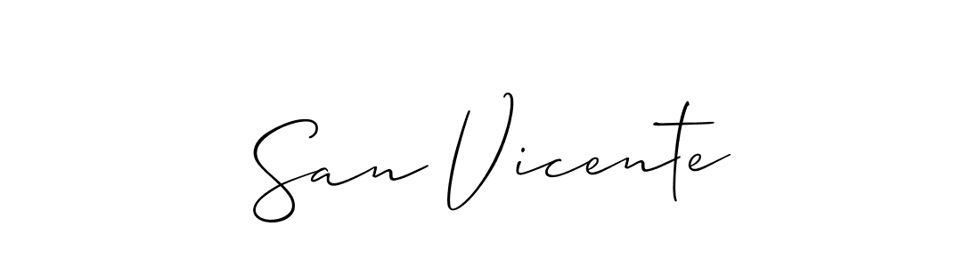 It looks lik you need a new signature style for name San Vicente. Design unique handwritten (Allison_Script) signature with our free signature maker in just a few clicks. San Vicente signature style 2 images and pictures png