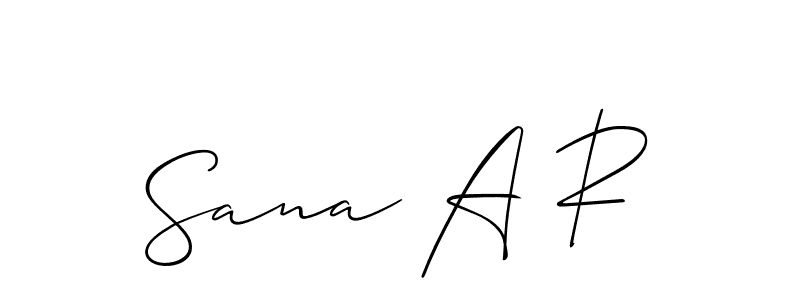 Allison_Script is a professional signature style that is perfect for those who want to add a touch of class to their signature. It is also a great choice for those who want to make their signature more unique. Get Sana A R name to fancy signature for free. Sana A R signature style 2 images and pictures png