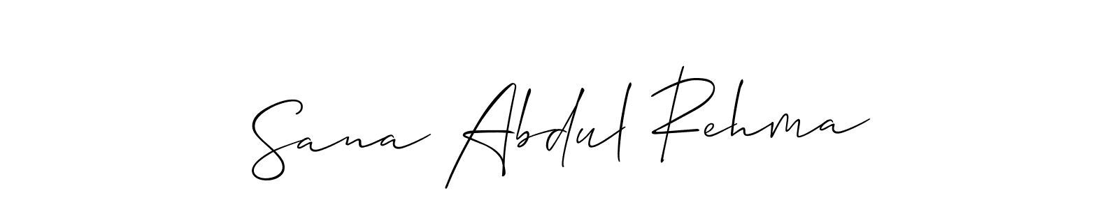 Make a short Sana Abdul Rehma signature style. Manage your documents anywhere anytime using Allison_Script. Create and add eSignatures, submit forms, share and send files easily. Sana Abdul Rehma signature style 2 images and pictures png