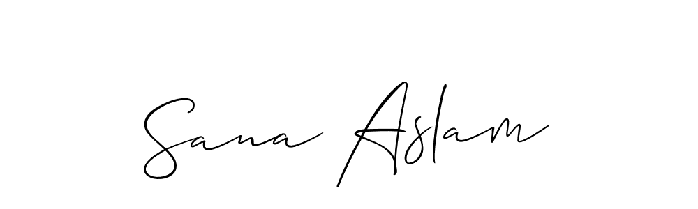 Make a beautiful signature design for name Sana Aslam. With this signature (Allison_Script) style, you can create a handwritten signature for free. Sana Aslam signature style 2 images and pictures png