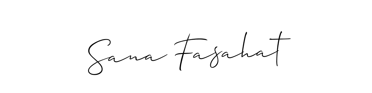 It looks lik you need a new signature style for name Sana Fasahat. Design unique handwritten (Allison_Script) signature with our free signature maker in just a few clicks. Sana Fasahat signature style 2 images and pictures png