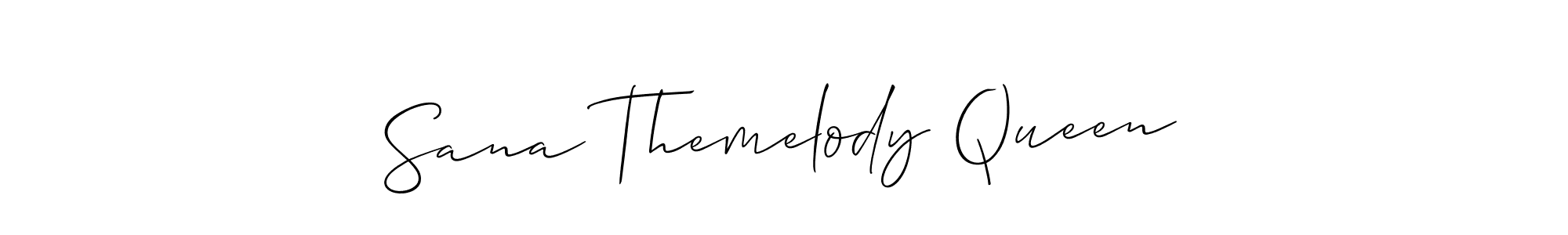 Allison_Script is a professional signature style that is perfect for those who want to add a touch of class to their signature. It is also a great choice for those who want to make their signature more unique. Get Sana Themelody Queen name to fancy signature for free. Sana Themelody Queen signature style 2 images and pictures png