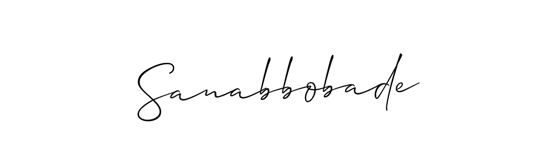 Allison_Script is a professional signature style that is perfect for those who want to add a touch of class to their signature. It is also a great choice for those who want to make their signature more unique. Get Sanabbobade name to fancy signature for free. Sanabbobade signature style 2 images and pictures png