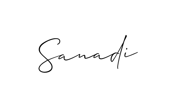 Make a beautiful signature design for name Sanadi. With this signature (Allison_Script) style, you can create a handwritten signature for free. Sanadi signature style 2 images and pictures png