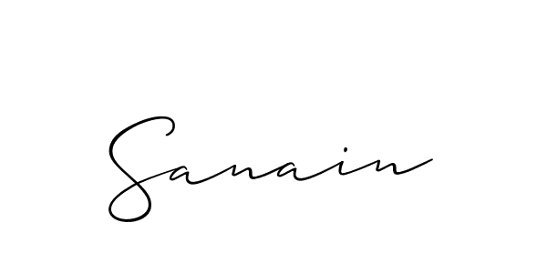 Make a beautiful signature design for name Sanain. With this signature (Allison_Script) style, you can create a handwritten signature for free. Sanain signature style 2 images and pictures png