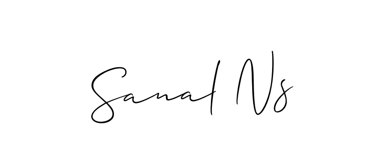 Make a beautiful signature design for name Sanal Ns. With this signature (Allison_Script) style, you can create a handwritten signature for free. Sanal Ns signature style 2 images and pictures png