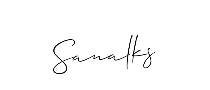 It looks lik you need a new signature style for name Sanalks. Design unique handwritten (Allison_Script) signature with our free signature maker in just a few clicks. Sanalks signature style 2 images and pictures png
