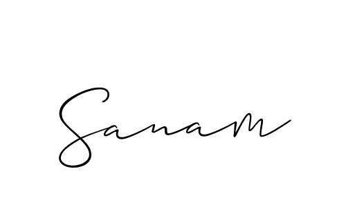 Create a beautiful signature design for name Sanam. With this signature (Allison_Script) fonts, you can make a handwritten signature for free. Sanam signature style 2 images and pictures png