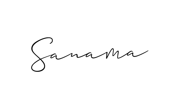 Create a beautiful signature design for name Sanama. With this signature (Allison_Script) fonts, you can make a handwritten signature for free. Sanama signature style 2 images and pictures png