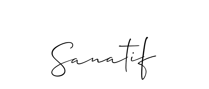 Use a signature maker to create a handwritten signature online. With this signature software, you can design (Allison_Script) your own signature for name Sanatif. Sanatif signature style 2 images and pictures png