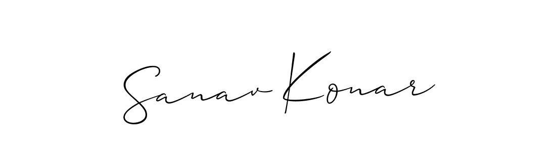 Create a beautiful signature design for name Sanav Konar. With this signature (Allison_Script) fonts, you can make a handwritten signature for free. Sanav Konar signature style 2 images and pictures png