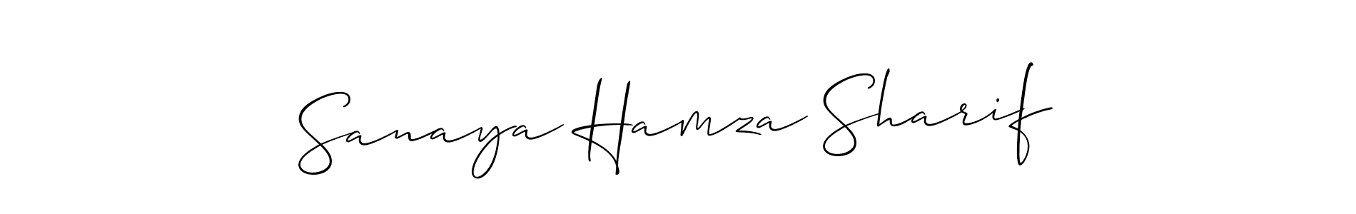 Use a signature maker to create a handwritten signature online. With this signature software, you can design (Allison_Script) your own signature for name Sanaya Hamza Sharif. Sanaya Hamza Sharif signature style 2 images and pictures png