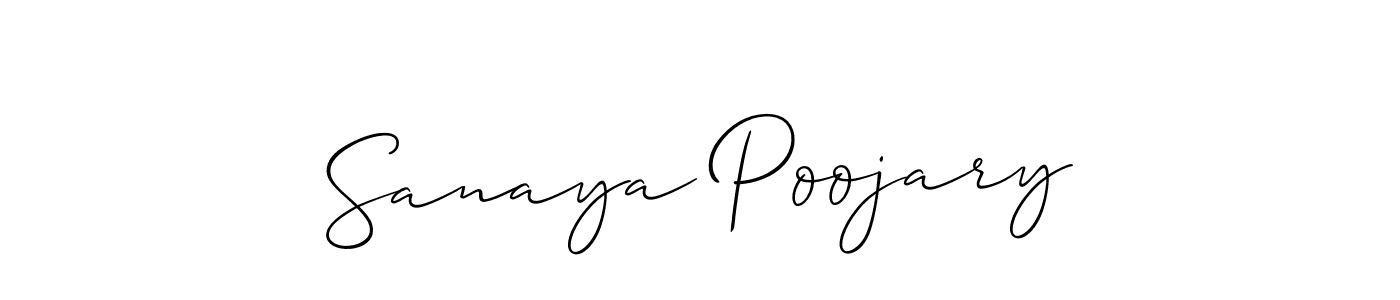Also we have Sanaya Poojary name is the best signature style. Create professional handwritten signature collection using Allison_Script autograph style. Sanaya Poojary signature style 2 images and pictures png