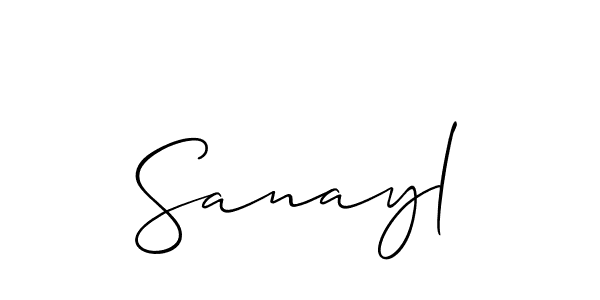 Make a beautiful signature design for name Sanayl. With this signature (Allison_Script) style, you can create a handwritten signature for free. Sanayl signature style 2 images and pictures png