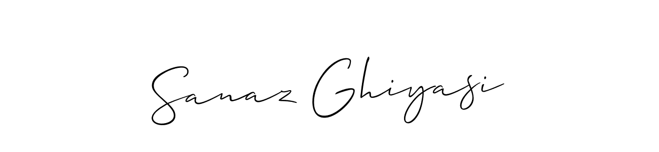 Make a beautiful signature design for name Sanaz Ghiyasi. With this signature (Allison_Script) style, you can create a handwritten signature for free. Sanaz Ghiyasi signature style 2 images and pictures png