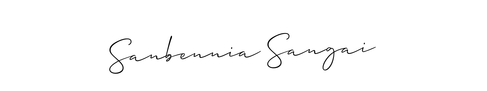 The best way (Allison_Script) to make a short signature is to pick only two or three words in your name. The name Sanbennia Sangai include a total of six letters. For converting this name. Sanbennia Sangai signature style 2 images and pictures png