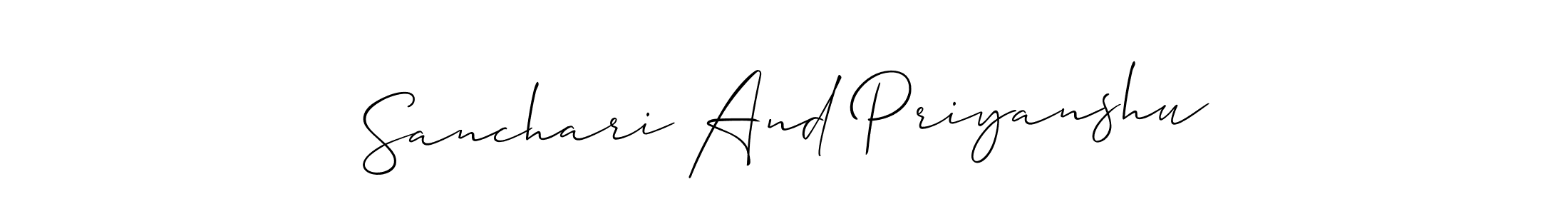 Also we have Sanchari And Priyanshu name is the best signature style. Create professional handwritten signature collection using Allison_Script autograph style. Sanchari And Priyanshu signature style 2 images and pictures png