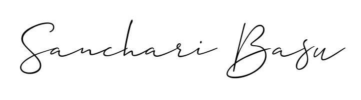 Discover how Sanchari Basu looks in an executive cursive font (Allison_Script). Perfect for legal documents, invoices, and certificates. Sanchari Basu signature style 2 images and pictures png
