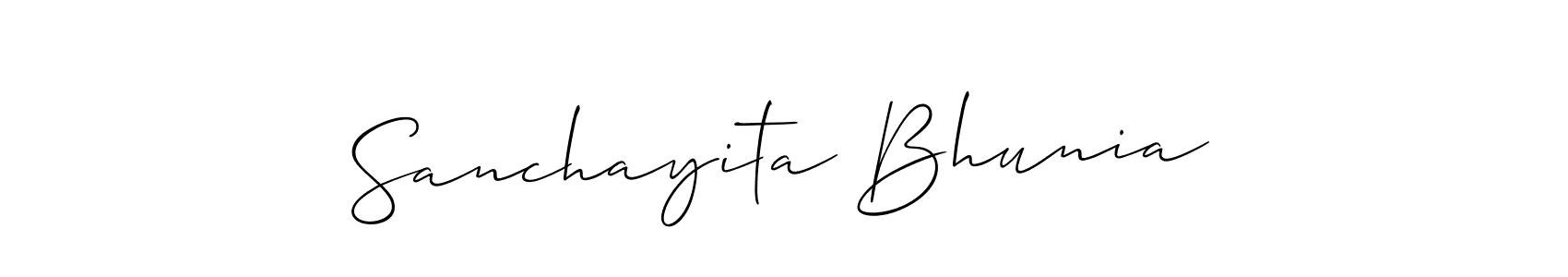 Make a beautiful signature design for name Sanchayita Bhunia. With this signature (Allison_Script) style, you can create a handwritten signature for free. Sanchayita Bhunia signature style 2 images and pictures png