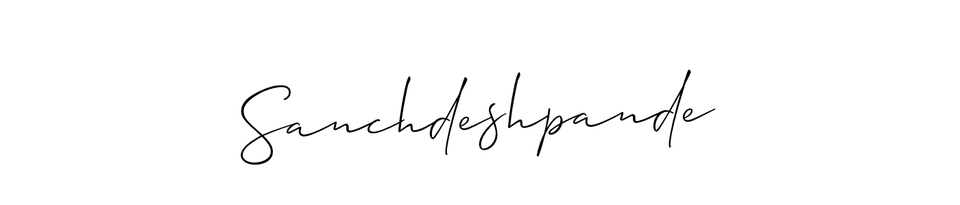 The best way (Allison_Script) to make a short signature is to pick only two or three words in your name. The name Sanchdeshpande include a total of six letters. For converting this name. Sanchdeshpande signature style 2 images and pictures png