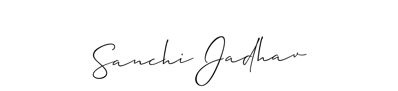 Also You can easily find your signature by using the search form. We will create Sanchi Jadhav name handwritten signature images for you free of cost using Allison_Script sign style. Sanchi Jadhav signature style 2 images and pictures png