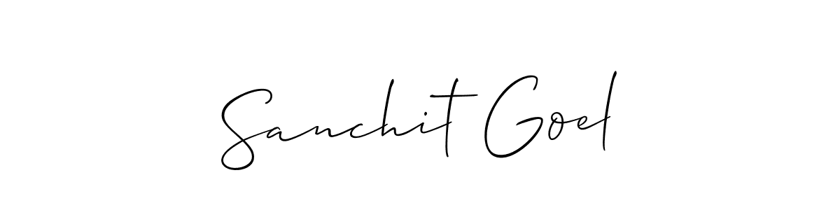 Make a short Sanchit Goel signature style. Manage your documents anywhere anytime using Allison_Script. Create and add eSignatures, submit forms, share and send files easily. Sanchit Goel signature style 2 images and pictures png
