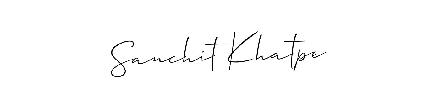 You should practise on your own different ways (Allison_Script) to write your name (Sanchit Khatpe) in signature. don't let someone else do it for you. Sanchit Khatpe signature style 2 images and pictures png