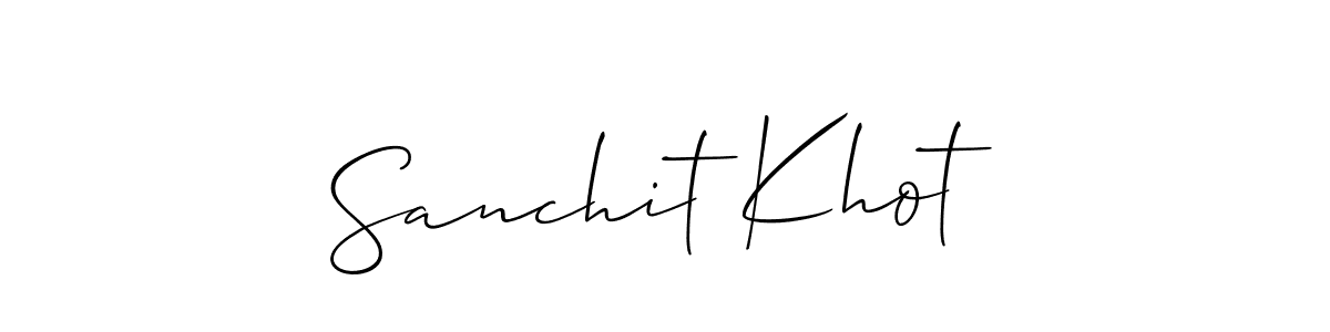 The best way (Allison_Script) to make a short signature is to pick only two or three words in your name. The name Sanchit Khot include a total of six letters. For converting this name. Sanchit Khot signature style 2 images and pictures png