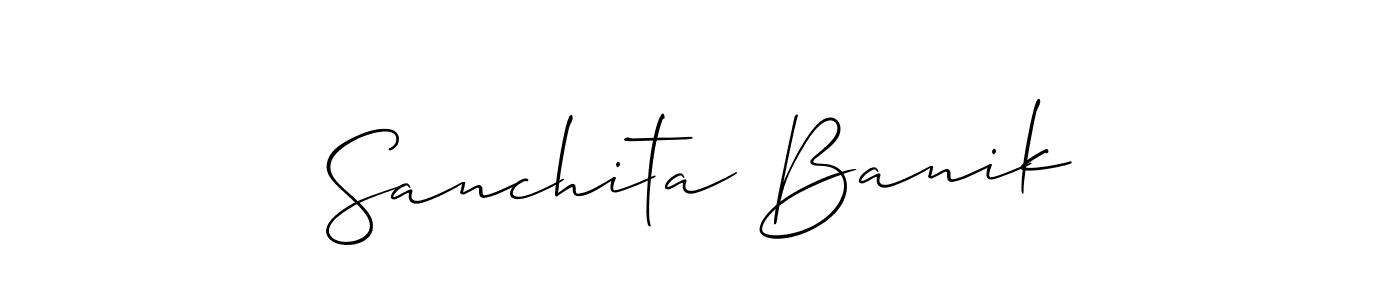 Create a beautiful signature design for name Sanchita Banik. With this signature (Allison_Script) fonts, you can make a handwritten signature for free. Sanchita Banik signature style 2 images and pictures png