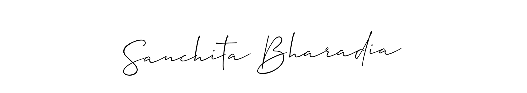 Check out images of Autograph of Sanchita Bharadia name. Actor Sanchita Bharadia Signature Style. Allison_Script is a professional sign style online. Sanchita Bharadia signature style 2 images and pictures png