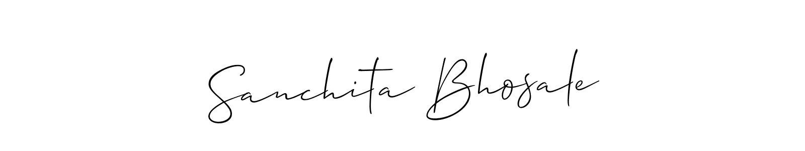 Allison_Script is a professional signature style that is perfect for those who want to add a touch of class to their signature. It is also a great choice for those who want to make their signature more unique. Get Sanchita Bhosale name to fancy signature for free. Sanchita Bhosale signature style 2 images and pictures png